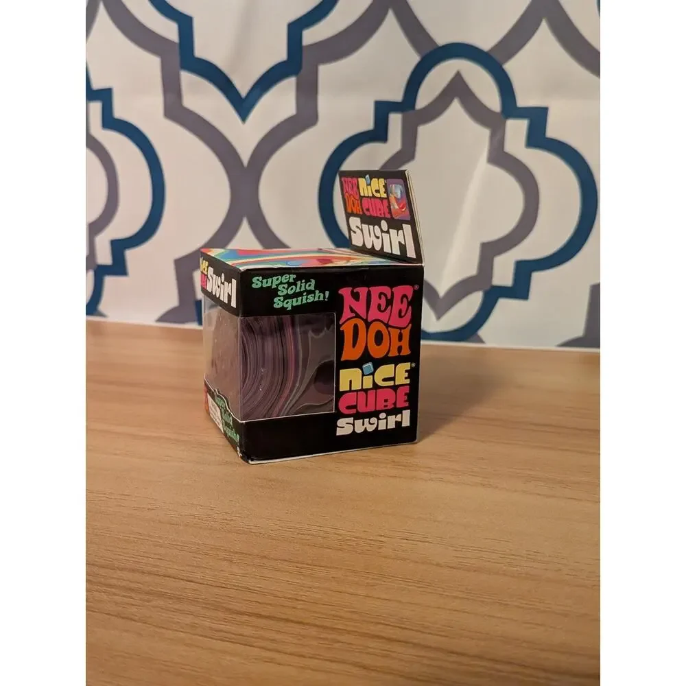 Nee Doh Nice Cube Swirl Super Solid Squishy, Multicolor